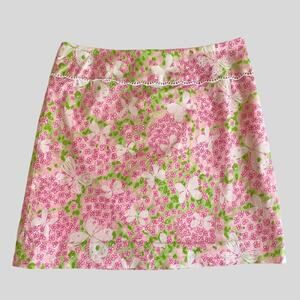 Lilly Pulitzer Pink Gossip Butterfly Mini Skirt Size 2